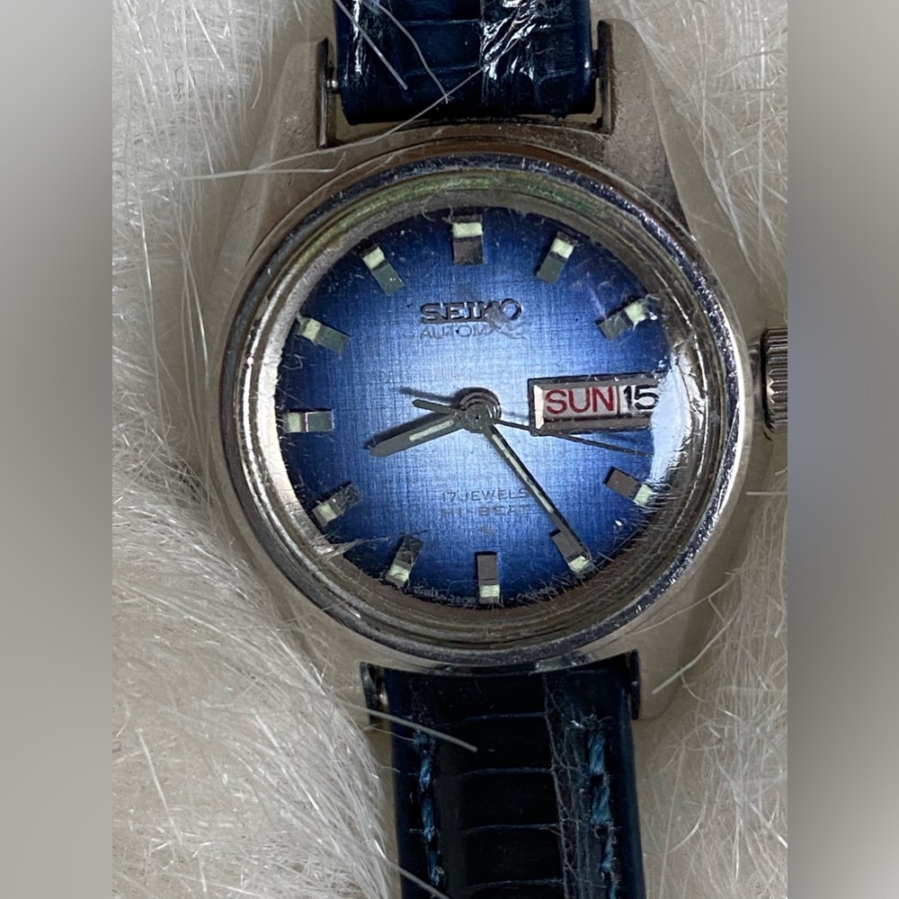 Seiko Blue Hi-Beat Automatic Watch 24mm Burst Linen Dial